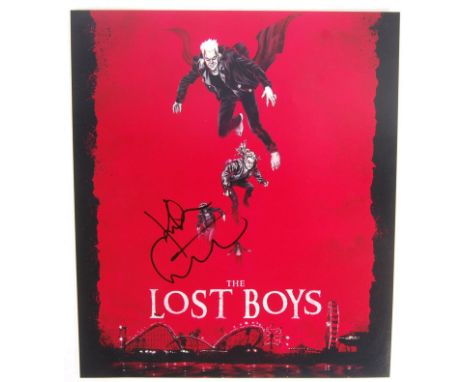 Kiefer Sutherland - Canadian Actor &amp; Producer - autographed 14x11" colour ' Lost Boys ' mini-poster. Signed neatly by Sut