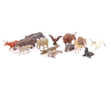 A good large collection of 14x assorted large-scale Charbens / Britains (and other) lead zoo animals. Some unusual larger-sca