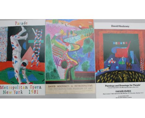 After David Hockney (born 1937) Harlequin from Parade A metropolitan opera New York 1981 poster 96.5 x 61cm Together with two