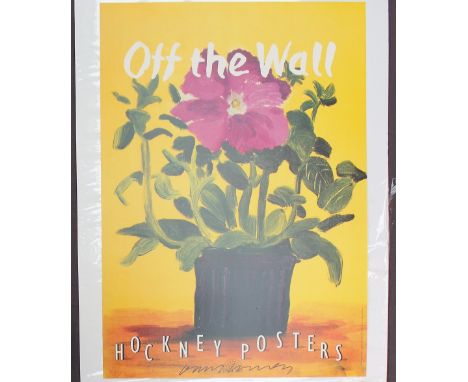 After David Hockney, (Born 1937) "Off the wall" A Hockney Posters poster Signed in pen 68 x 49cm CONDITION REPORT: Offered as
