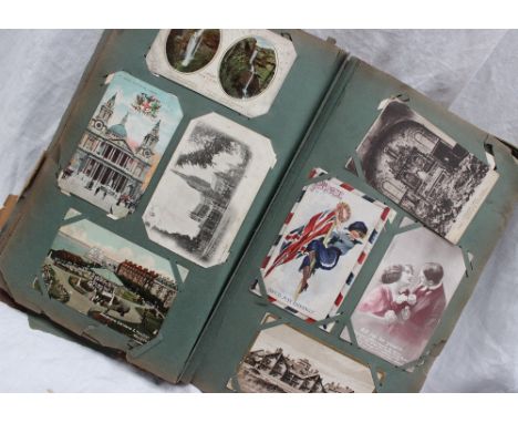 An Art Nouveau style postcard album, containing circa 400 postcards including scenes of Glasgow, Edinburgh, Maesteg, Mountain