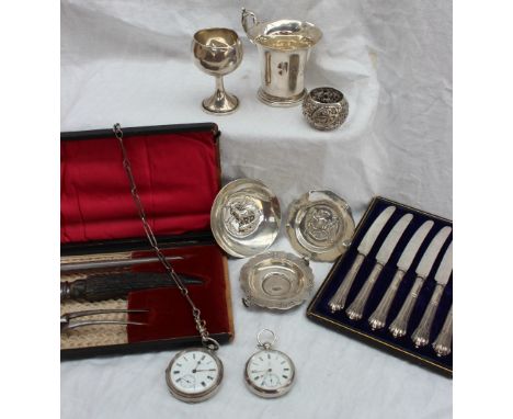 A late Victorian silver open faced pocket watch, the enamel dial with Roman numerals and a seconds subsidiary dial, inscribed