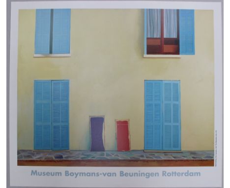 After David Hockney (Born 1937) "Twee Ligstoelen, Calvi/Two Deckchairs, Calvi, 1972," A poster 71 x 81cm