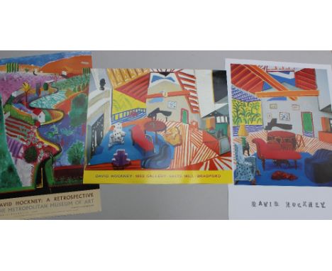 After David Hockney (Born 1937) "Nichols Canyon, 1980" A poster for the Metropolitan Museum 99 x 61cm Together with another "