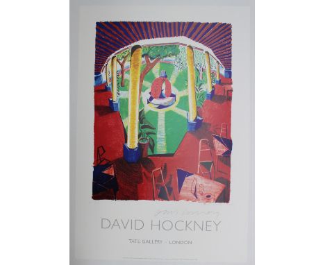 After David Hockney, (Born 1937) "Views of Hotel Well III, 1984-5" A poster for the Tate Gallery Signed in pencil 76 x 51cm