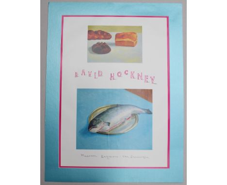 After David Hockney, (Born 1937)"The Fish and Bread, 1995"A Poster for the Museum Baymans, Van Beuningen, 84 x 59.5cm Mounted