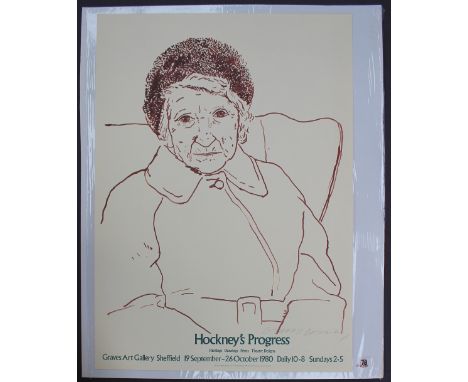 After David Hockney, (Born 1937) "The Artist's Mother" A poster for Hockney's Progress in the Graves Art Gallery, Sheffield S