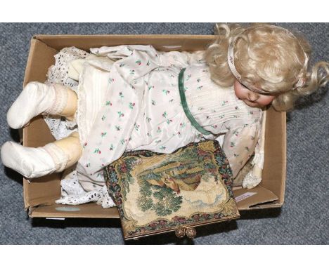 German Bisque Socket Head Doll Schoneau &amp; Hofmeister 1079, blond wig, open mouth and composition jointed body, eyes missi