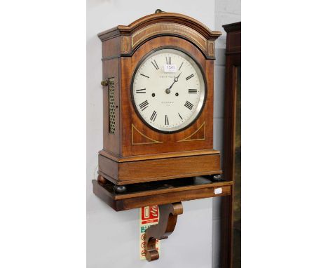 A Mahogany Striking Bracket Clock, with mahogany wall bracket, painted dial inscribed Chas. Pace, London, 1814, later case, c