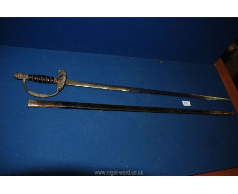 A scarce Argentinean Field Officers dress sword, circa 1860, the brass hilt with aged patina, coat of arms of Argentina and s