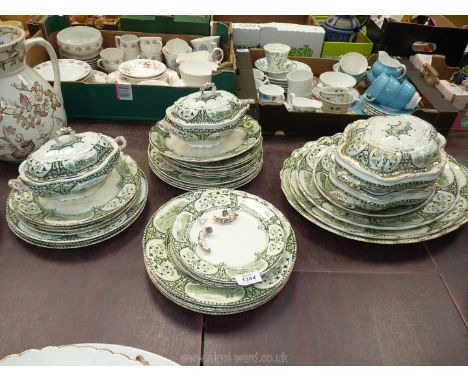 A good quantity of Opaque china by S.H. &amp; S., England in 'Leicester' pattern including:  graduated meat plates, dinner, b