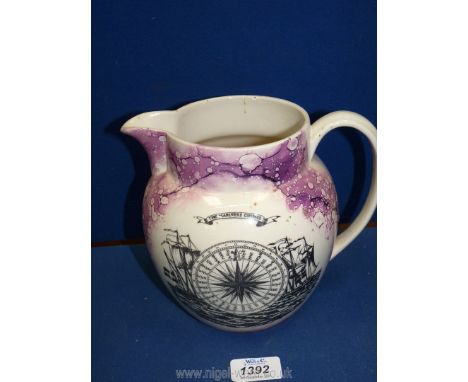 A Sunderland lustre jug 'The Mariner's Compass', 6 3/4" tall.