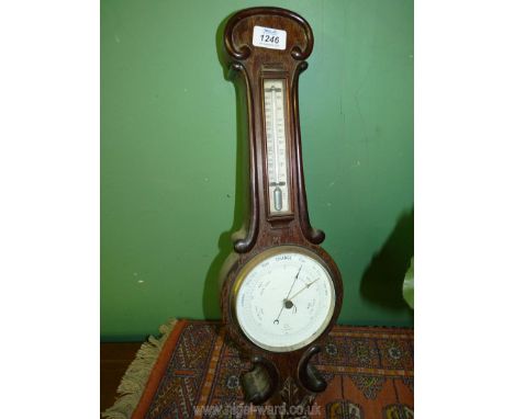 A small banjo Barometer/thermometer, makers J. Sonavilco &amp; Co., 16 Charles St., Hatton Gardens, London.