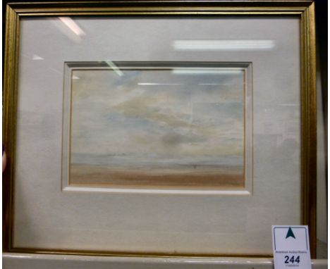 K Lauder - 'Cloud over the estuary'  watercolour  bears a signature & labels verso  6'' x 9'' in a gilt frame       T09