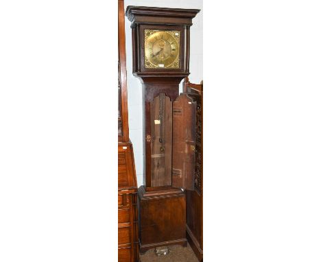 An oak thirty hour longcase clock, 12" square brass dial signed Wm Parkinson, Lancaster, 18th centuryCondition report: With o