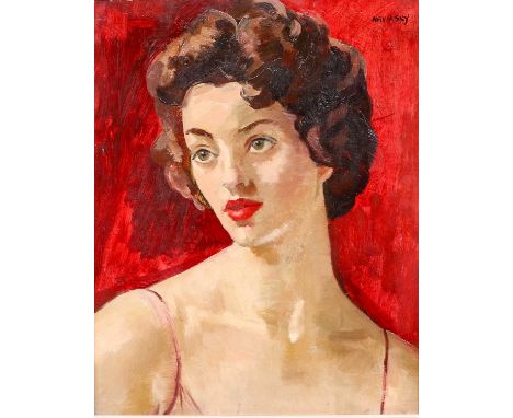 Philip Naviasky (1894-1983)Portrait of a young women, head and shouldersSigned, oil on board, 49cm by 39cm