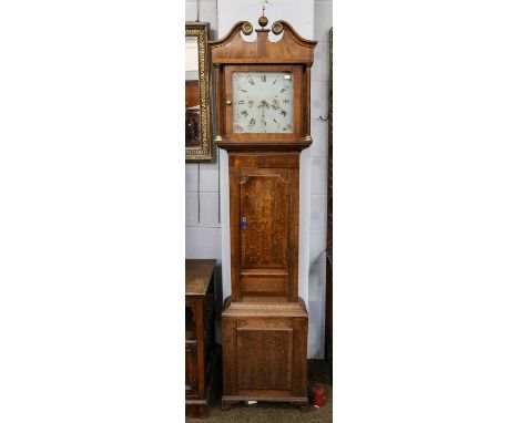 An oak thirty hour longcase clock, 12" square painted dial signed Jno Hudson, Nottingham, circa 1800, later caseCondition rep