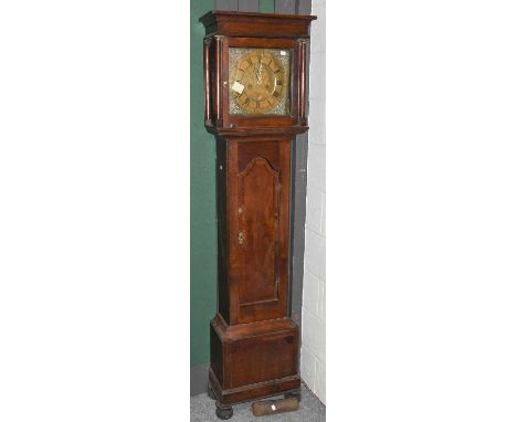 Oak thirty hour longcase clock, circa 1780, 12¼ in square brass dial, signed Tho[ma]s Wallace, BramptonCondition report: With