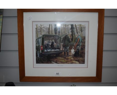 A framed and glazed print, 'The late drive' after Brian Jovey.