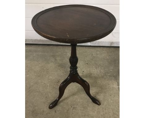 Vintage mahogany tripod wine table.  51cm tall, 36cm diameter