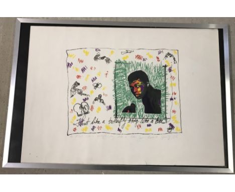 Muhammad Ali print - Artist's Proof by Jan Nevard. Signed in pencil by artist. Spring '86. Framed & glazed. 24 x 33 inches.