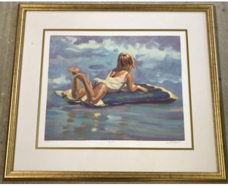 A frames and glazed limited edition serigraph " Surfer" by Lucelle Raad. #102/300. Picture size 37cm x 47cm approx.