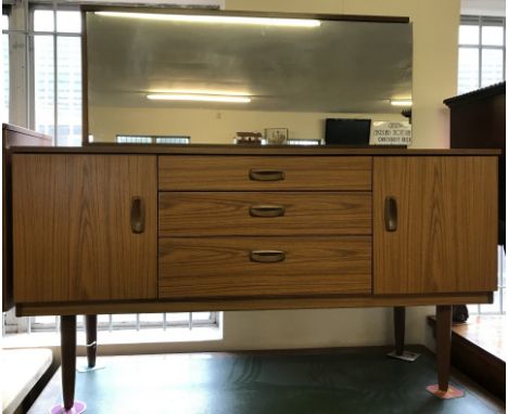 A vintage Schreiber mirror backed sideboard with 2 cupboards and 3 drawers.  Approx. 137cm wide x 113cm tall to top of mirror