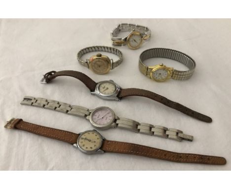 6 vintage ladies wrist watches. To include Westclox, Citron and Jean Pierre. 