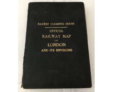 Railway Clearing House Official Railway Map of London & it's Environs, published 1921 (Pre Grouping) . Showing large scale ro