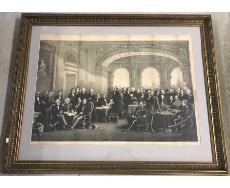 A large gilt framed and glazed print depicting 19th century  Gentleman of standing. taken from the original painting by Thoma