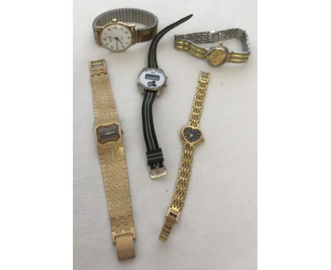A small collection of vintage wrist watches. To include ladies Rotary watch with gold tone strap and 1980's Mickey Mouse digi