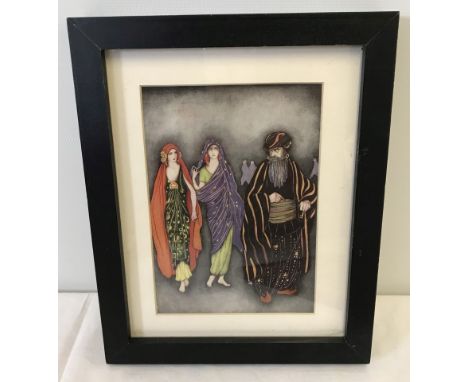 A Jenni Harbour print, "Bluebeard Alarms the Sisters". From the 1921 book "My Favourite book of Fairy Tales". Framed and glaz