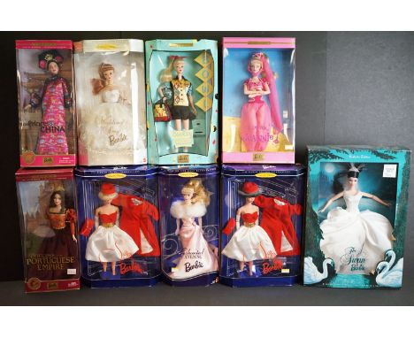 Nine boxed Mattel Barbie Collector Edition dolls to include 53368 Princess of China, 56217 Princess of the Portuguese Empire,