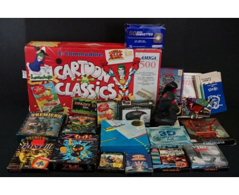 Retro Gaming - Boxed Commodore Amiga 500 'Cartoon Classics' console plus 10 x boxed games featuring The Simpsons Bart vs The 