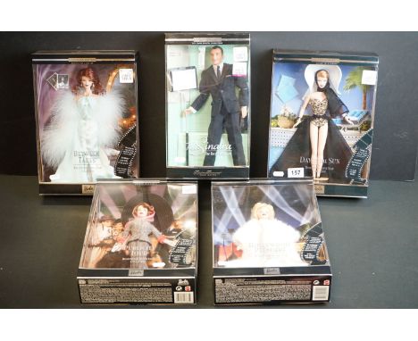 Four boxed Mattel Barbie Collector Edition Hollywood Movie Star Collection dolls to include first to fourth in the series fea