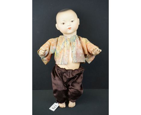 Armand Marseille Oriental baby doll marked 353/3 1/2 K to back of neck, grubby limbs, gd fingers, some toe wear, 15" approx l