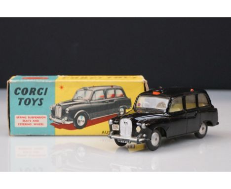 Boxed Corgi 418 Austin Taxi diecast model, diecast vg, box gd overall with edge wear 