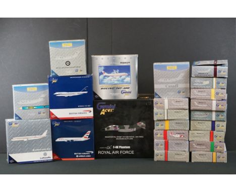 23 Boxed Gemini Jets diecast scale models to include a Gemini Aces 1:72 GARAF4004 Phantom FG.1, 3 x 1:400 Gemini Jets (Airbus