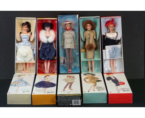 Five boxed Mattel Barbie ltd edn dolls to include 57610 Gay Parisienne, 54185 Gold n Glamour, 28378 Suburban Shopper, 21510 C