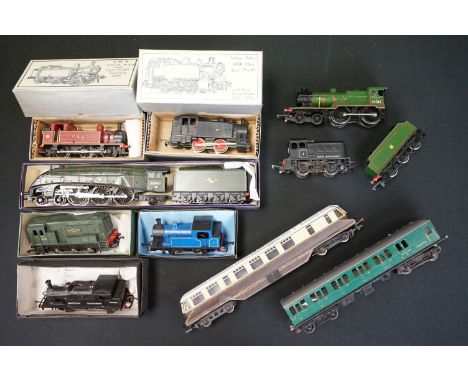 Ten OO gauge locomotives &amp; cars to include Hornby Mallard, Lima BR 0-6-0, Hornby R253 Dock Authority etc, some repainting