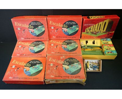 Seven Boxed Chad Valley Escalado horse racing games with metal horses, together with 6 spare metal horses (boxes vary from po