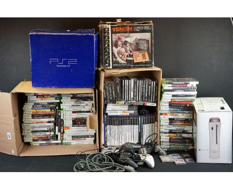 Retro Gaming - 2 x games consoles to include boxed Xbox 360 console with 60GB HDD, 3 x official controller, 1 x official Halo