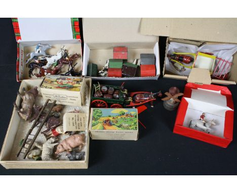 Collection of Britains metal figures to include 2 x no. 623 Hunt ladies mounted astride, set 608 mounted huntsman walking, 7 