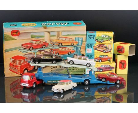 Boxed Corgi Major Gift Set 28 Carrimore Car Transporter with Bedford Tractor Unit &amp; 4 Cars including 232 Fiat 2100 in pal