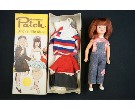 Original boxed Pedigree Sindy Patch doll 'Sindy's Little Sister' in vg condition with additional clothing, box fair-gd with e