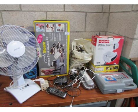 A mixed lot including steam cleaner, foot spa, fan, tools etc