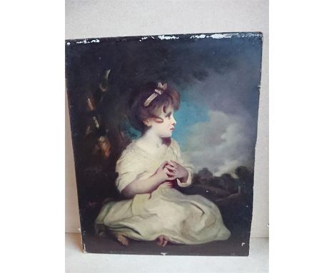 John L Reilly, "Portrait of a seated young girl within a rural landscape", oil on board, signed and dated 1916 verso, 25.4cm 
