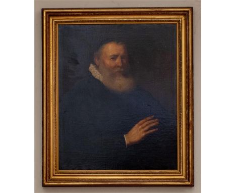 English School, 18th Century, a portrait of a bearded gentleman, half length, wearing a white ruff, oil on canvas, 75cm by 60