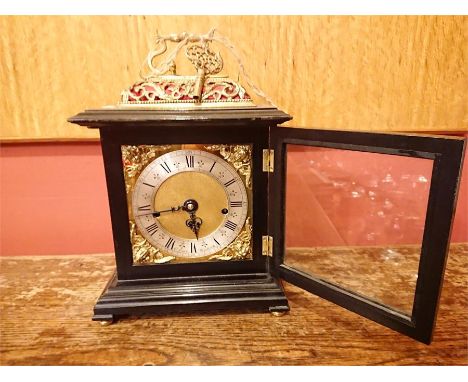 Early 20th&nbsp;Century Bracket Clock retailed by C Lowe Woodville decorated with gilt brass relief applications, Kieninger m