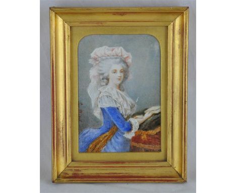 Late 19th century French School,&nbsp;a portrait study of Marie Antoinette, on ivory, half length, signed L Bird (?), inscrib